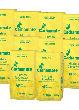 Cachamate Hierbas Digestivas (Boldo, Menta y Poleo) Argentine Yerba Mate, 500 g (Pack of 10) (5 kg)