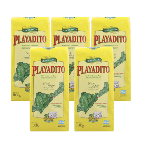 Playadito Suave Argentine Yerba Mate, 1000 g (Pack of 5)