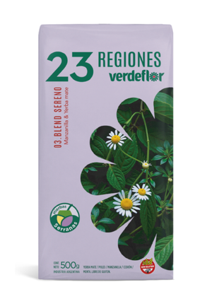Verdeflor 23 Regiones Blend Sereno 0.4 Manzanilla Argentine Yerba Mate, 500 g / 1.1 lb bag