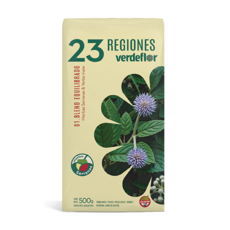 Verdeflor 23 Regiones Blend Equilibrado 0.1 Hierbas Serranas Argentine Yerba Mate, 500 g / 1.1 lb bag