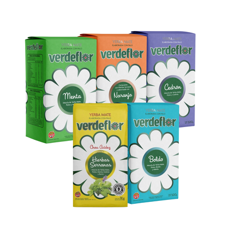 Verdeflor Combo Variedades Argentine Yerba Mate, 500 g (Pack of 5) (2.5 kg)