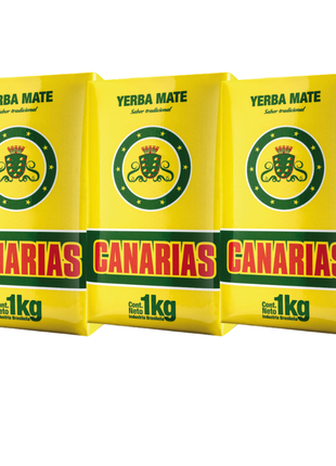 Yerba Mate Canarias Tradicional, sabor amargo e intenso (1kg) (pack x3) (3kg)