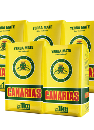 Yerba Mate Canarias Tradicional, sabor amargo e intenso (1kg) (pack x5) (5kg)