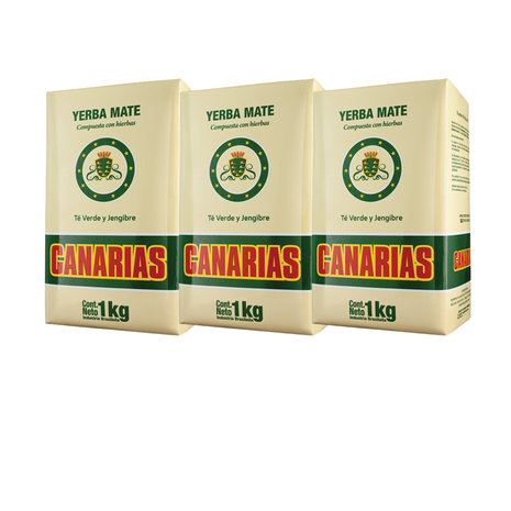 Yerba Mate Canarias Té Verde y Jengibre (1kg) (pack x3) (3kg)