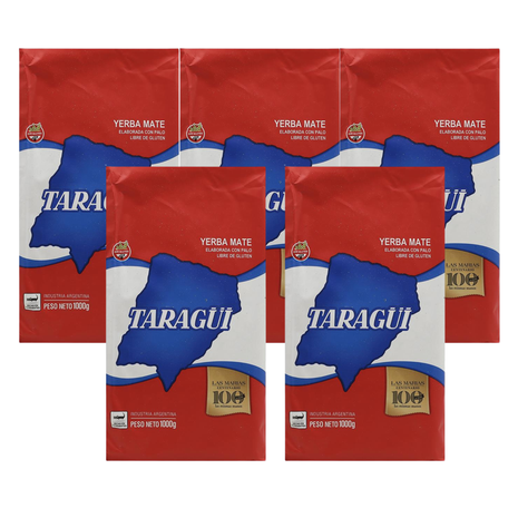 Taragui Traditional Argentine Yerba Mate, 1 kg (Pack of 5)