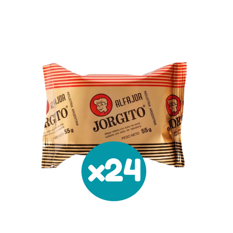 Alfajor Jorgito Clásico Negro, Dulce de Leche con Baño de Repostería Negro (55gr) (Caja x24un) (1.4kg)