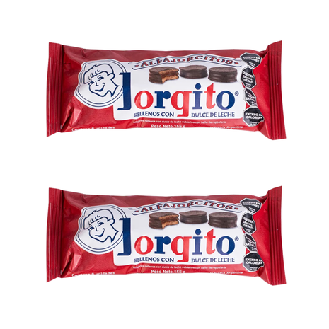 Alfajor alfajorcitos Jorgito Negro, Bañado en Chocolate Negro (Pack de 2u) (310gr)