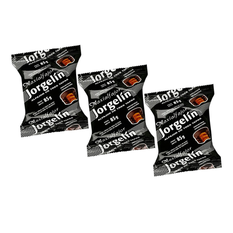 Alfajor Jorgelín Triple Negro, Relleno con Dulce de Leche (85gr) (Pack x3u) (255gr)