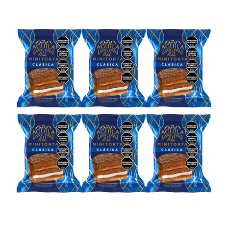 Alfajor Minitorta Aguila Clasico, Relleno de Dulce de Leche y Mousse (72gr) (Pack de 6u) (432gr)