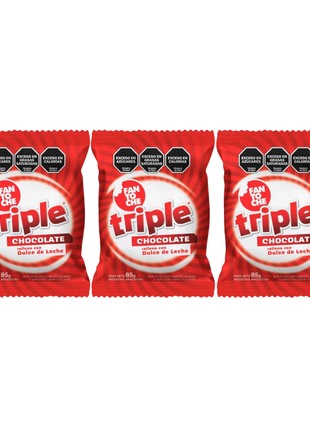 Alfajor Fantoche Triple Chocolate, Relleno con Dulce de Leche (85gr) (Pack de 3u) (255gr)