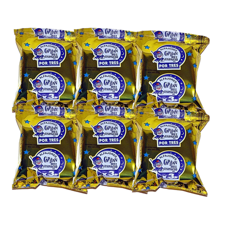 Alfajor Capitán del Espacio TRIPLE Negro, relleno de Dulce de Leche (80gr) (Pack de 6u) (480gr)