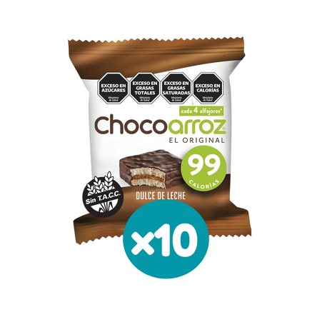 Alfajor Chocoarroz, Dulce de Leche (22gr) (Pack de 10u) (220gr)