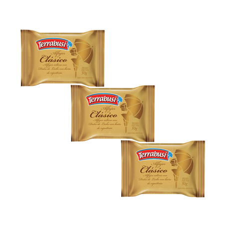 Alfajor Terrabusi Clásico Negro, relleno de Dulce de Leche, Baño de Repostería (50gr) (Pack de 6u) (300gr)