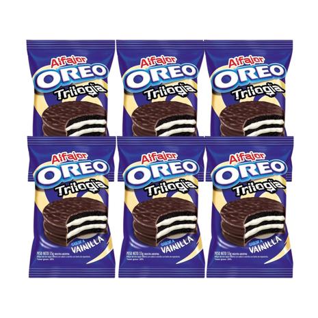 Alfajor Triple Oreo con Dulce de Leche y Vainilla (55gr) (Pack de 6u) (330gr)