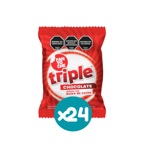 Alfajor Fantoche Triple Chocolate, Relleno con Dulce de Leche (85gr) (Caja x24un) (2040gr)