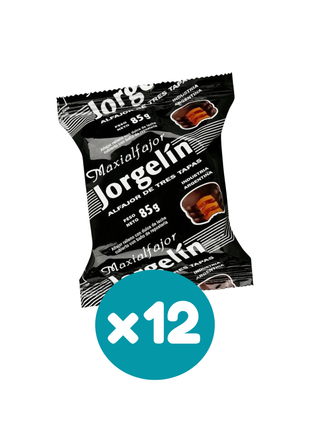 Alfajor Jorgelín Triple Negro, Relleno con Dulce de Leche (85gr) (Pack x12un) (1kg)