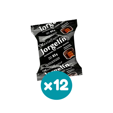 Alfajor Jorgelín Triple Negro, Relleno con Dulce de Leche (85gr) (Pack x12un) (1kg)