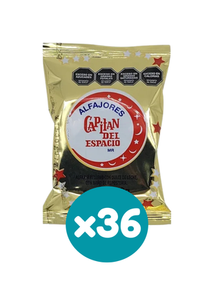 Alfajor Capitan del Espacio NEGRO, Relleno de Dulce de Leche (40gr) (Caja por 36u) (1440gr)