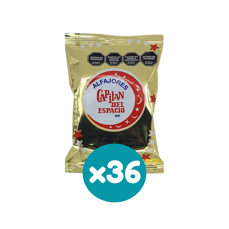 Alfajor Capitan del Espacio NEGRO, Relleno de Dulce de Leche (40gr) (Caja por 36u) (1440gr)