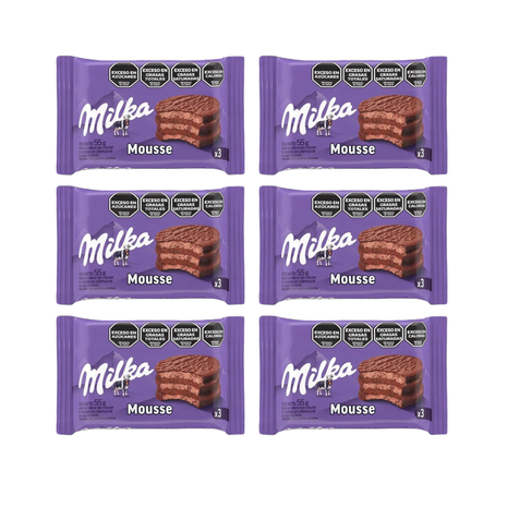 Alfajor Milka TRIPLE Mousse, Baño de Chocolate (55gr) (Pack de 6u.) (330gr)