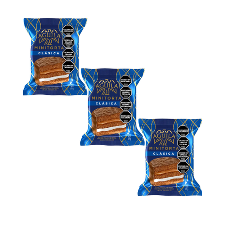 Alfajor Minitorita Aguila Clásico, Relleno de Dulce de Leche y Mousse (72gr) (Pack de 3u) (216gr)