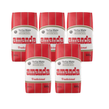 Amanda Tradicional Argentine Yerba Mate 500 g (Pack of 5)