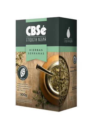 CBSe Etiqueta Negra Hierbas Serranas Argentine Yerba Mate, 500 g / 1.1 lb bag