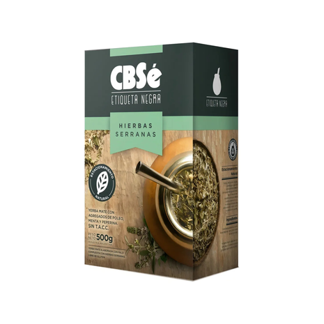 CBSe Etiqueta Negra Hierbas Serranas Argentine Yerba Mate, 500 g / 1.1 lb bag
