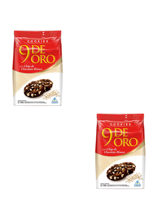 9 DE ORO galletitas de chocolate con chips de chocolate blanco 180gr (Pack x2un.) 360gr