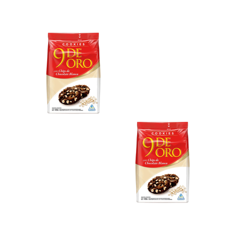 9 DE ORO galletitas de chocolate con chips de chocolate blanco 180gr (Pack x2un.) 360gr
