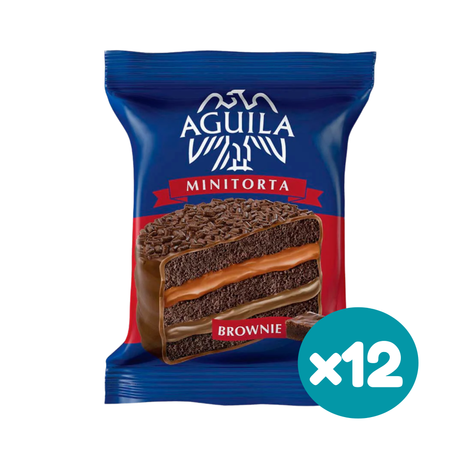 Alfajor Aguila Minitorita Brownie, relleno de Dulce de Leche, cubierto con Chocolate (72gr.) (Pack de 12u.) (864gr.)