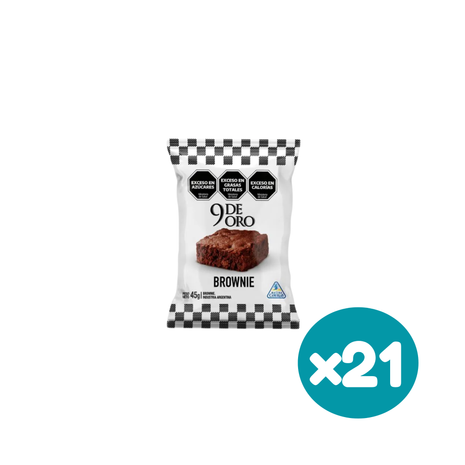 Alfajor Brownie 9 de Oro 45g (Caja x21 – 945g)