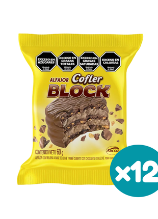 Alfajor Cofler Block con Baño de Chocolate (60gr.) (Pack de 12u.) (720gr)