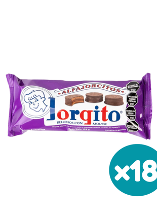 Alfajor Jorgito Mousse Bañado en Chocolate Negro (Pack x18 – 2790g)