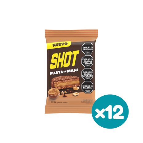 Alfajor Shot Simple con Pasta de Maní 44g (Pack x12u.) (528g)