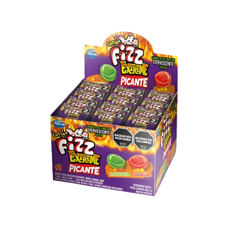 Caramelo Fizz Super Acidos EXTREME PICANTE Sabor Manzana y Sandia (18,4gr.) (pack x4 tiras) 92gr