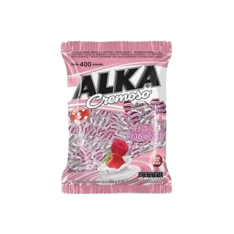 Caramelos ALKA Cremoso Frutilla Frambuesa 800gr (400 caramelos)