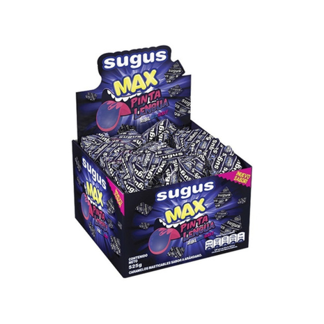 Caramelos Sugus Max PINTA LENGUA sabor Arandano, caja x70un (525gr)