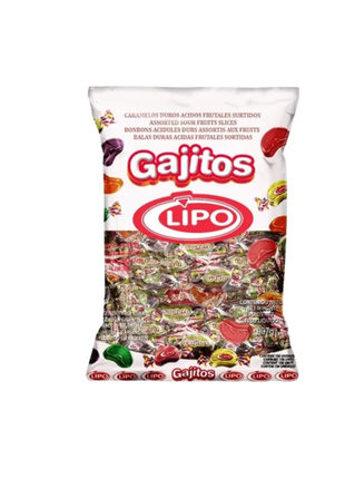 Caramelos duros acidos frutales LIPO gajitos (907gr)