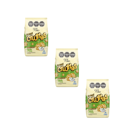 Galletitas 9 De Oro CRUJITAS Sabor Cebolla Y Crema 120gr (Pack x3un.) 360gr