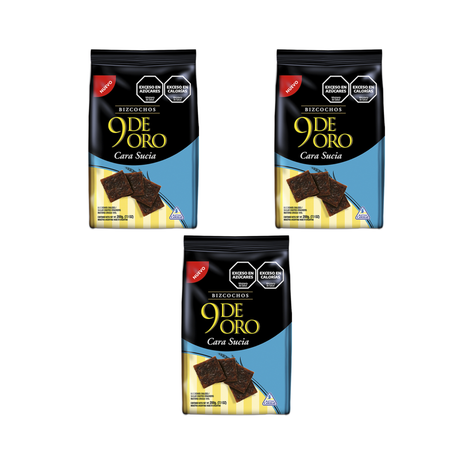 Galletitas 9 De Oro Cara Sucia 200gr (pack x3) (600gr)