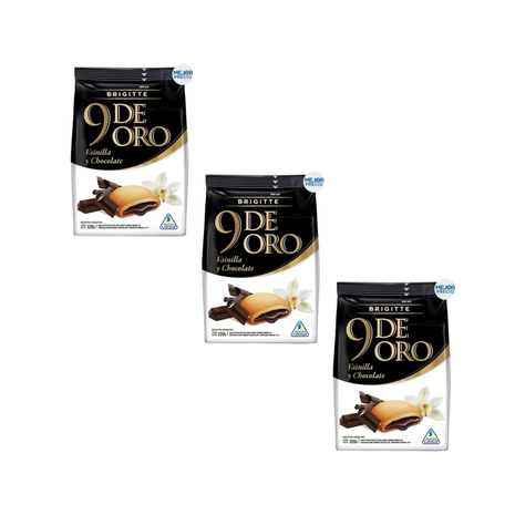 Galletitas 9 De Oro Vainilla, Rellenas con Chocolate 120gr (Pack x3u)(360gr)