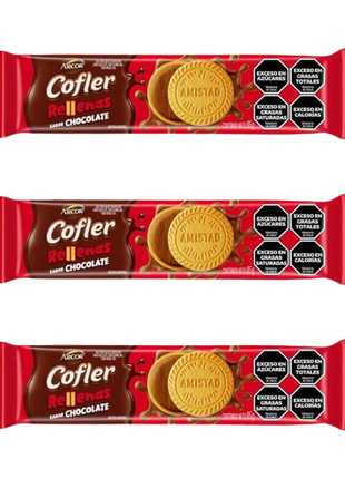 Galletitas Cofler rellenas de chocolate (85Gr) pack x3 unidades (255gr)