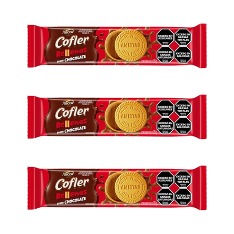 Galletitas Cofler rellenas de chocolate (85Gr) pack x3 unidades (255gr)