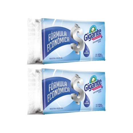Jabon En Pan GIGANTE con glicerina 120g pack x2 Unidades (240Gr)
