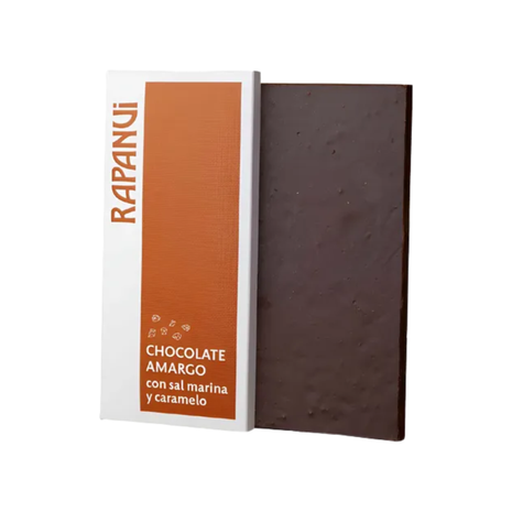 Tableta Rapanui, Chocolate Amargo con Sal Marina y Caramelo 100 g.